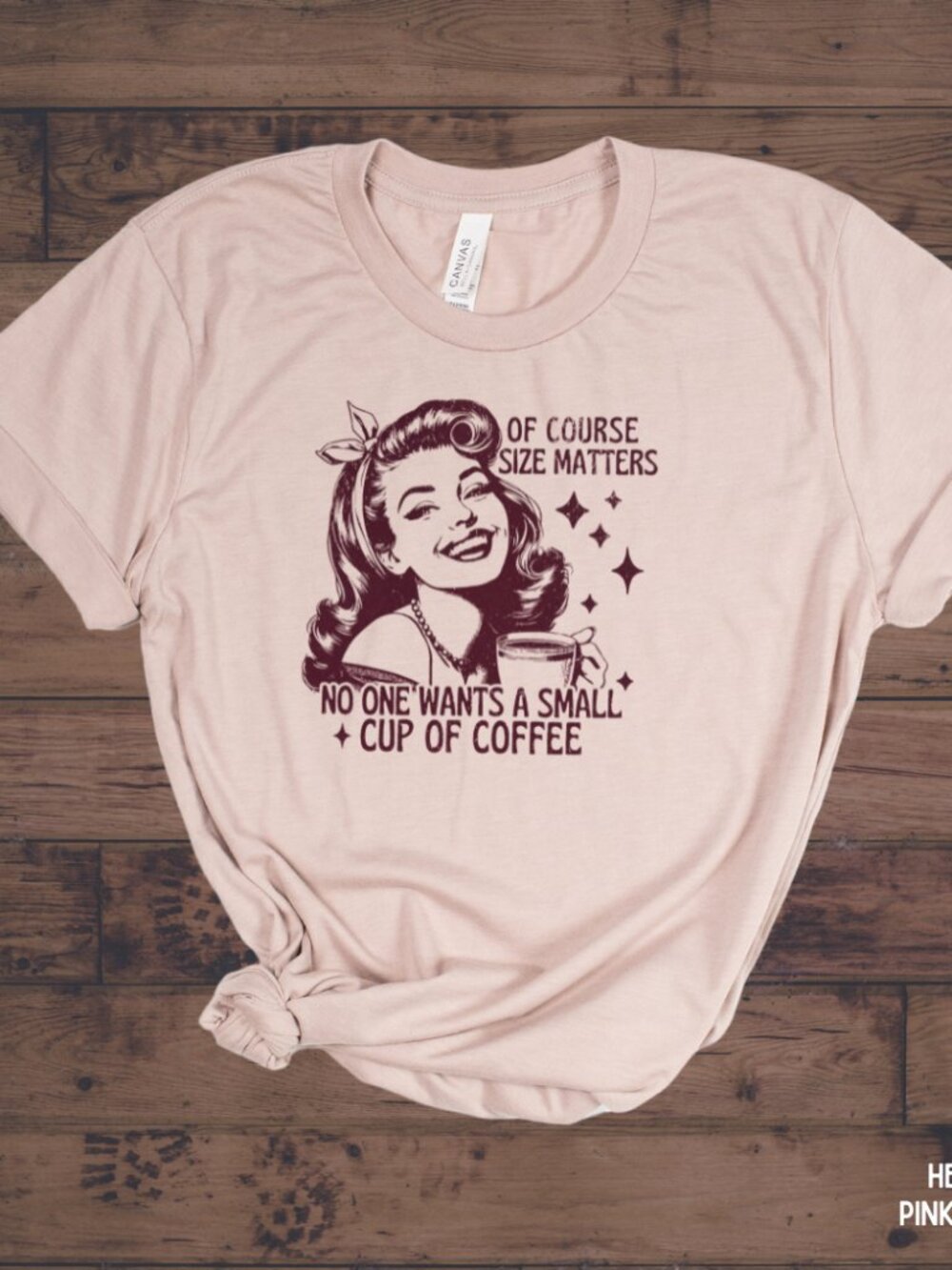 NWT Bella Canvas Size Matters Unisex Graphic Tee Pink Size Large